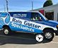 Rain gutter installation company truck