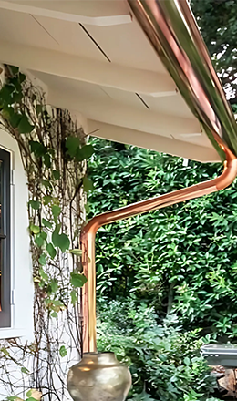 Copper half round rain gutters